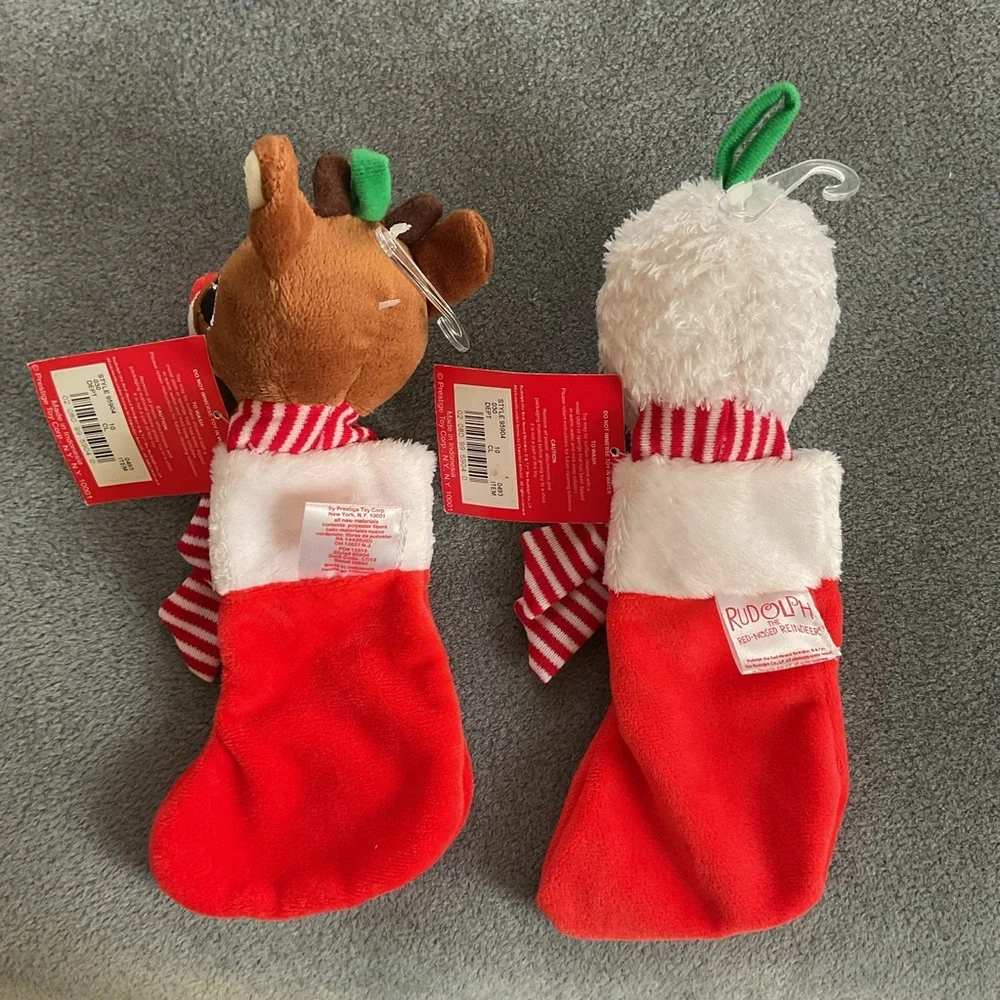 NWT Mini Rudolph the Red Nosed Reindeer and Abominable Snowman Stockings Plush